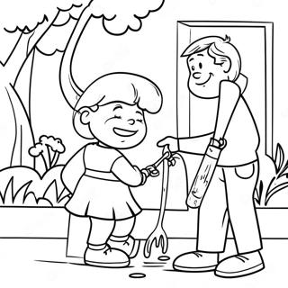 Friendly Neighbors Helping Each Other Coloring Page 60867-50480