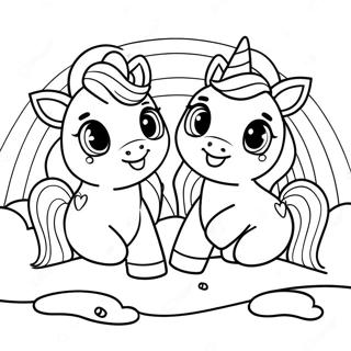 Cute Baby Unicorns In A Rainbow Coloring Page 61027-50609