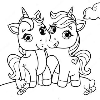 Cute Baby Unicorns In A Rainbow Coloring Page 61027-50611