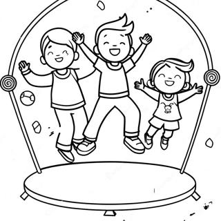 Bouncing Kids On Trampoline Coloring Page 61047-50625