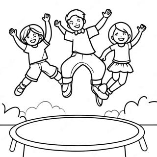 Bouncing Kids On Trampoline Coloring Page 61047-50626