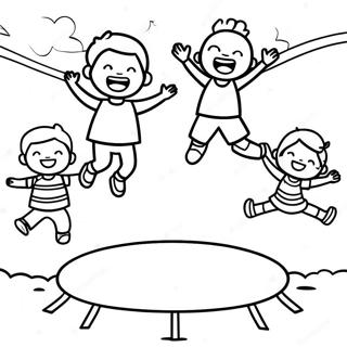 Bouncing Kids On Trampoline Coloring Page 61047-50627