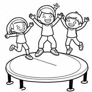 Bouncing Kids On Trampoline Coloring Page 61047-50628