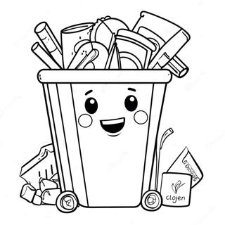 Cute Recycling Bin Coloring Page 6105-4879