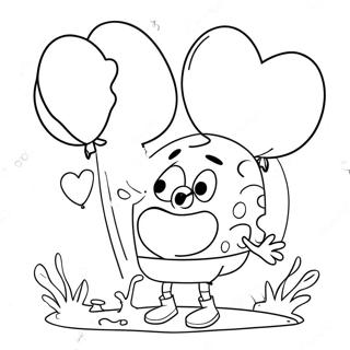 Spongebob With Heart Balloons Coloring Page 61087-50657