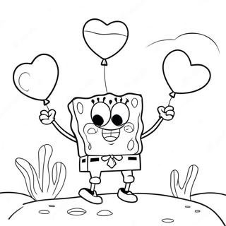 Spongebob With Heart Balloons Coloring Page 61087-50658