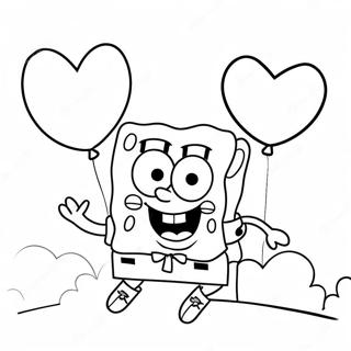 Spongebob With Heart Balloons Coloring Page 61087-50660