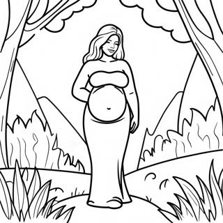 Realistic Pregnant Woman In Nature Coloring Page 61116-50687