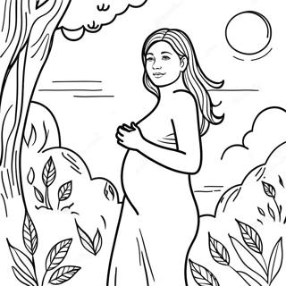 Realistic Pregnant Woman In Nature Coloring Page 61116-50688