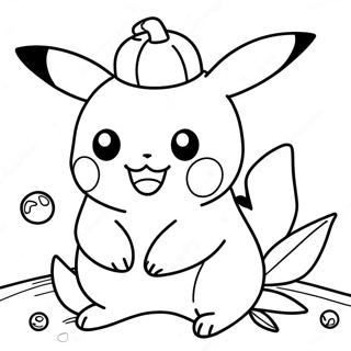 Pikachu Dressed As A Pumpkin Coloring Page 6115-4887