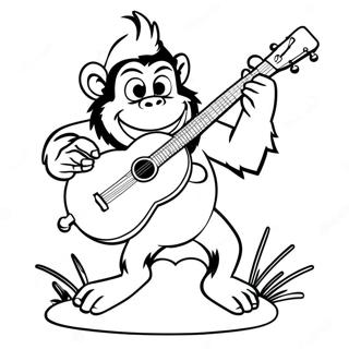 Dixie Kong Playing The Banjo Coloring Page 61197-50745