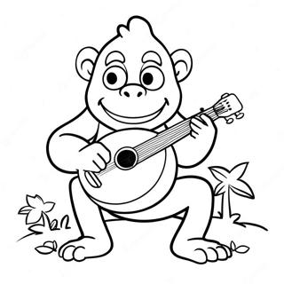 Dixie Kong Playing The Banjo Coloring Page 61197-50746