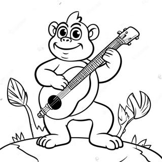 Dixie Kong Playing The Banjo Coloring Page 61197-50747