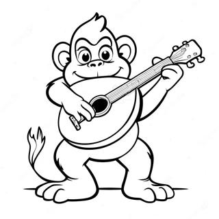 Dixie Kong Playing The Banjo Coloring Page 61197-50748