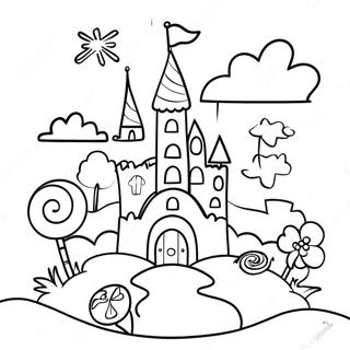 Colorful Candyland Castle Coloring Page 61207-50754