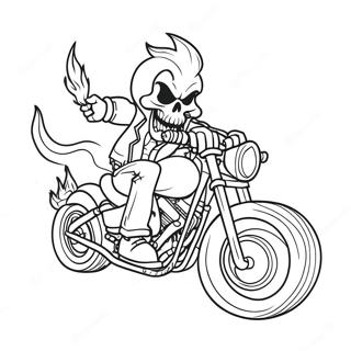 Ghost Rider On Motorcycle Coloring Page 6125-4895