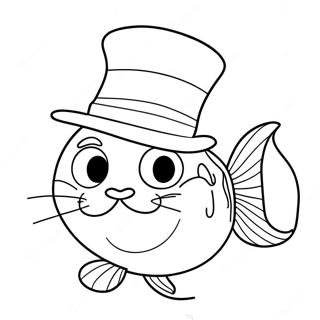 Colorful Cat In The Hat Fish Coloring Page 61267-50790