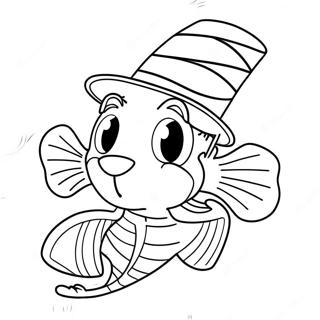 Colorful Cat In The Hat Fish Coloring Page 61267-50791