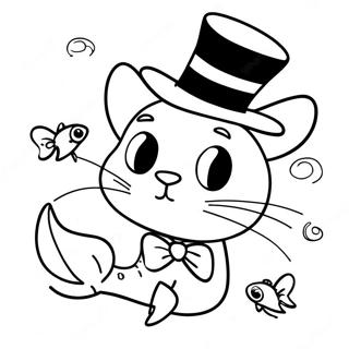 Colorful Cat In The Hat Fish Coloring Page 61267-50792