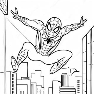 Spiderman Swinging Through The City Coloring Page 61307-50835