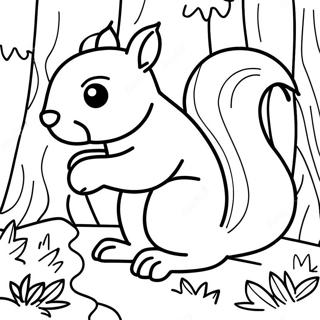 Squirrel In A Forest Coloring Page 61336-50851