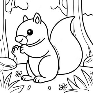 Squirrel In A Forest Coloring Page 61336-50852