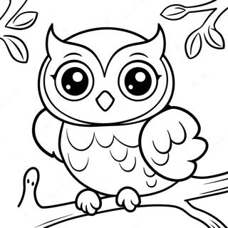 Cute Owl Sitting On A Branch Coloring Page 61397-50901