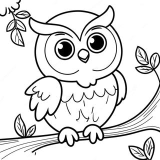 Cute Owl Sitting On A Branch Coloring Page 61397-50902