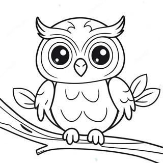 Cute Owl Sitting On A Branch Coloring Page 61397-50903