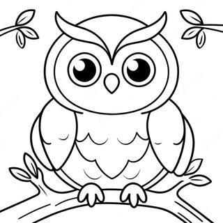 Cute Owl Sitting On A Branch Coloring Page 61397-50904