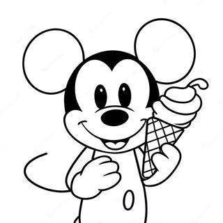 Mickey Mouse Enjoying Ice Cream Coloring Page 61417-50918