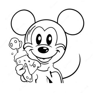 Mickey Mouse Enjoying Ice Cream Coloring Page 61417-50920