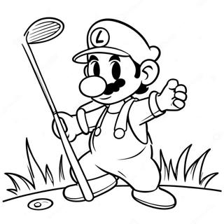 Luigi Swinging A Golf Club Coloring Page 61437-50932