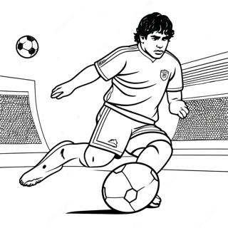 Maradona Dribbling A Soccer Ball Coloring Page 61567-51041