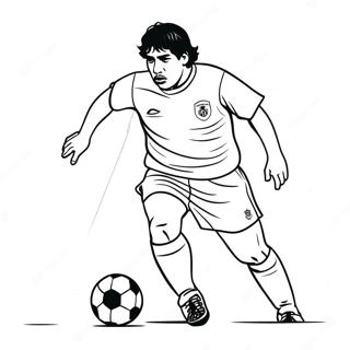 Maradona Dribbling A Soccer Ball Coloring Page 61567-51042