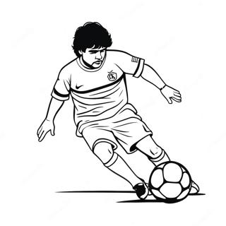 Maradona Dribbling A Soccer Ball Coloring Page 61567-51043