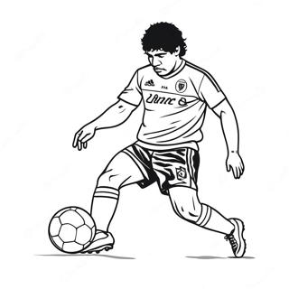 Maradona Dribbling A Soccer Ball Coloring Page 61567-51044