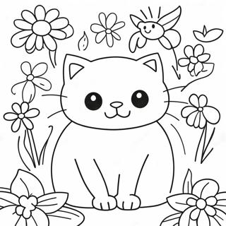 Cat With Flowers Coloring Pages