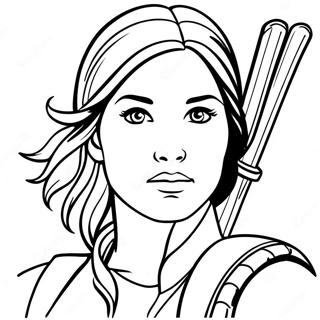 Brave Katniss Everdeen In Action Coloring Page 61637-51096