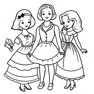 Vintage Paper Dolls Coloring Page 6165-4925