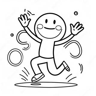 Happy Stick Figure Dancing Coloring Page 61687-51137