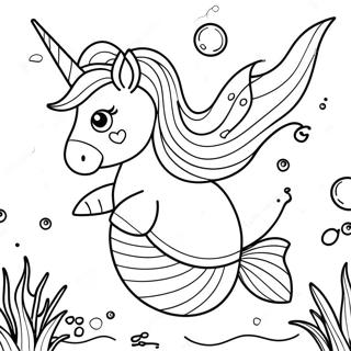 Sparkling Mermaid Unicorn Underwater Coloring Page 6175-4933