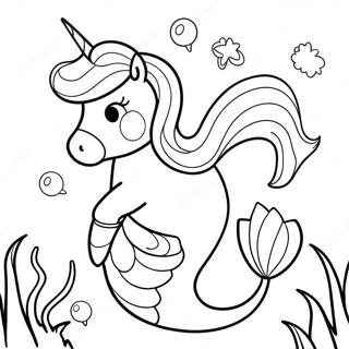 Sparkling Mermaid Unicorn Underwater Coloring Page 6175-4934