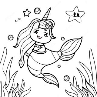 Sparkling Mermaid Unicorn Underwater Coloring Page 6175-4936