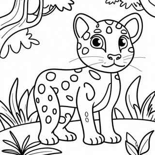 Playful Ocelot In Jungle Coloring Page 61777-51209