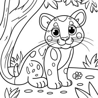 Playful Ocelot In Jungle Coloring Page 61777-51211