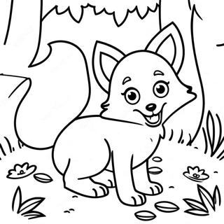 Playful Fox In A Forest Coloring Page 61787-51214