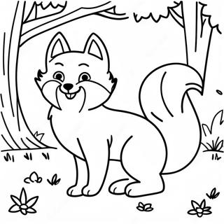 Playful Fox In A Forest Coloring Page 61787-51215