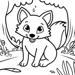 Playful Fox In A Forest Coloring Page 61787-51216