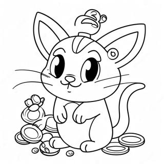 Cute Meowth With Coins Coloring Page 61807-51229